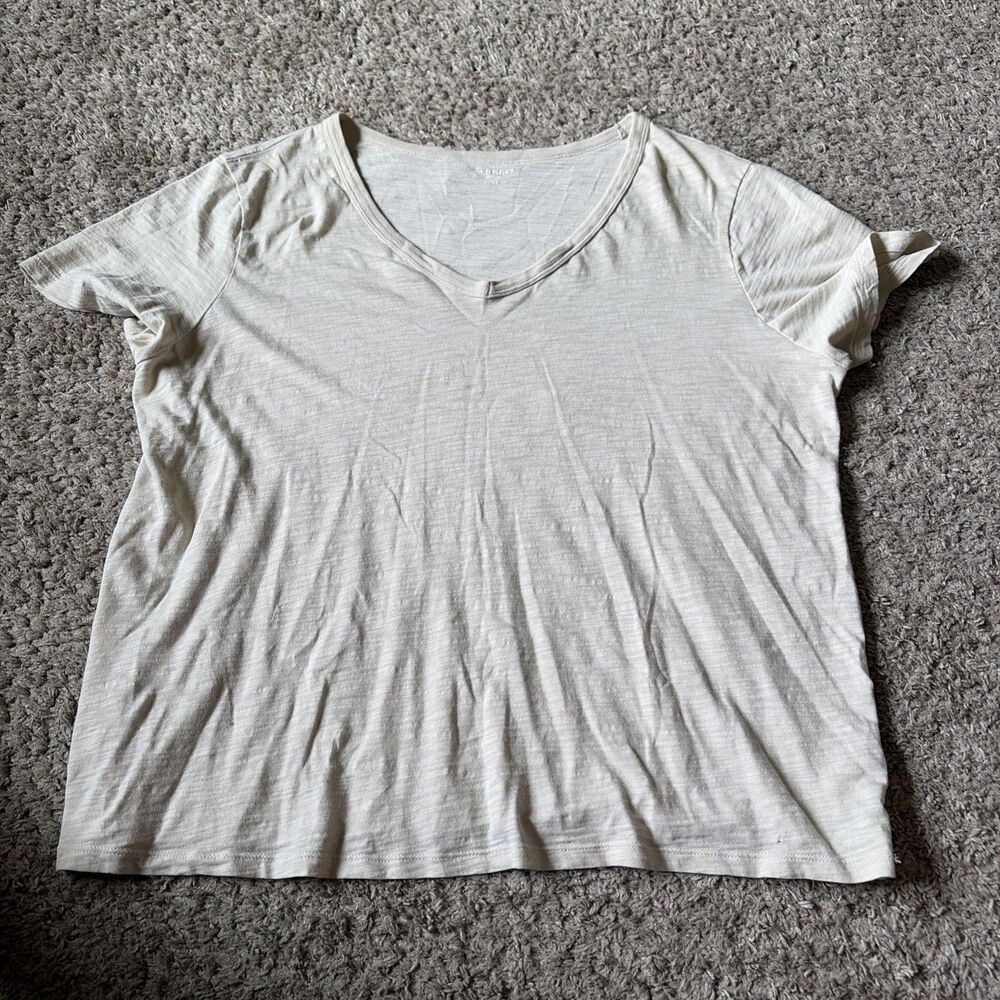 Old Navy Ivory Oatmeal Beige V-Neck T-Shirt Women Large